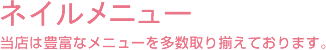 ネイルメニュー 当店は豊富なメニューを多数取り揃えております。